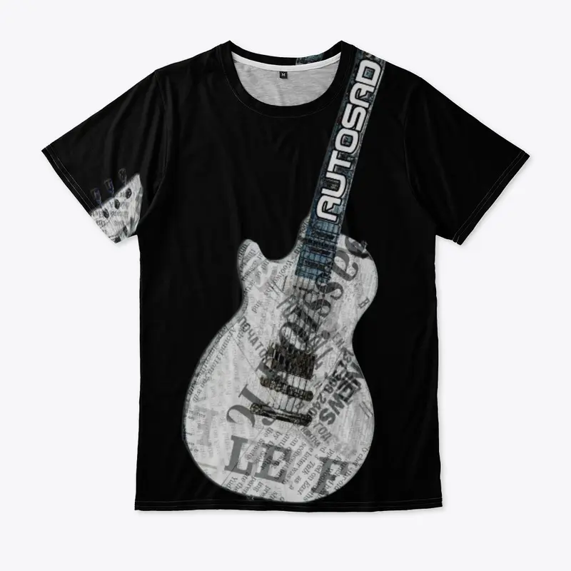 Autosad Black/White Newspaper Guitar