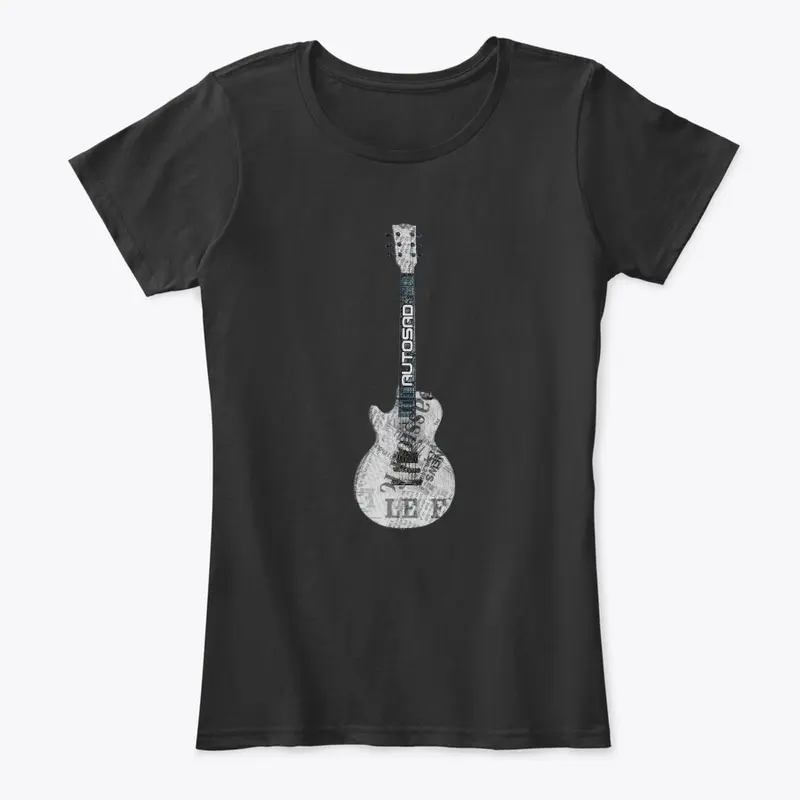 Autosad Black/White Newspaper Guitar